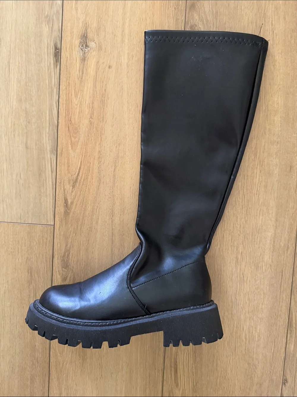 Black Knee-High Platform Boots - Women's